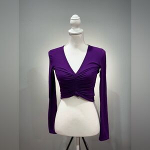 Purple Boutique Cinch Front Crop Top Size M NWT 2